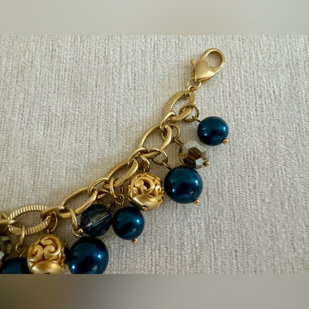 Brighton ‘Contempo Chic’ gold plated with multi color, blue beads bracelet - Picture 4 of 9